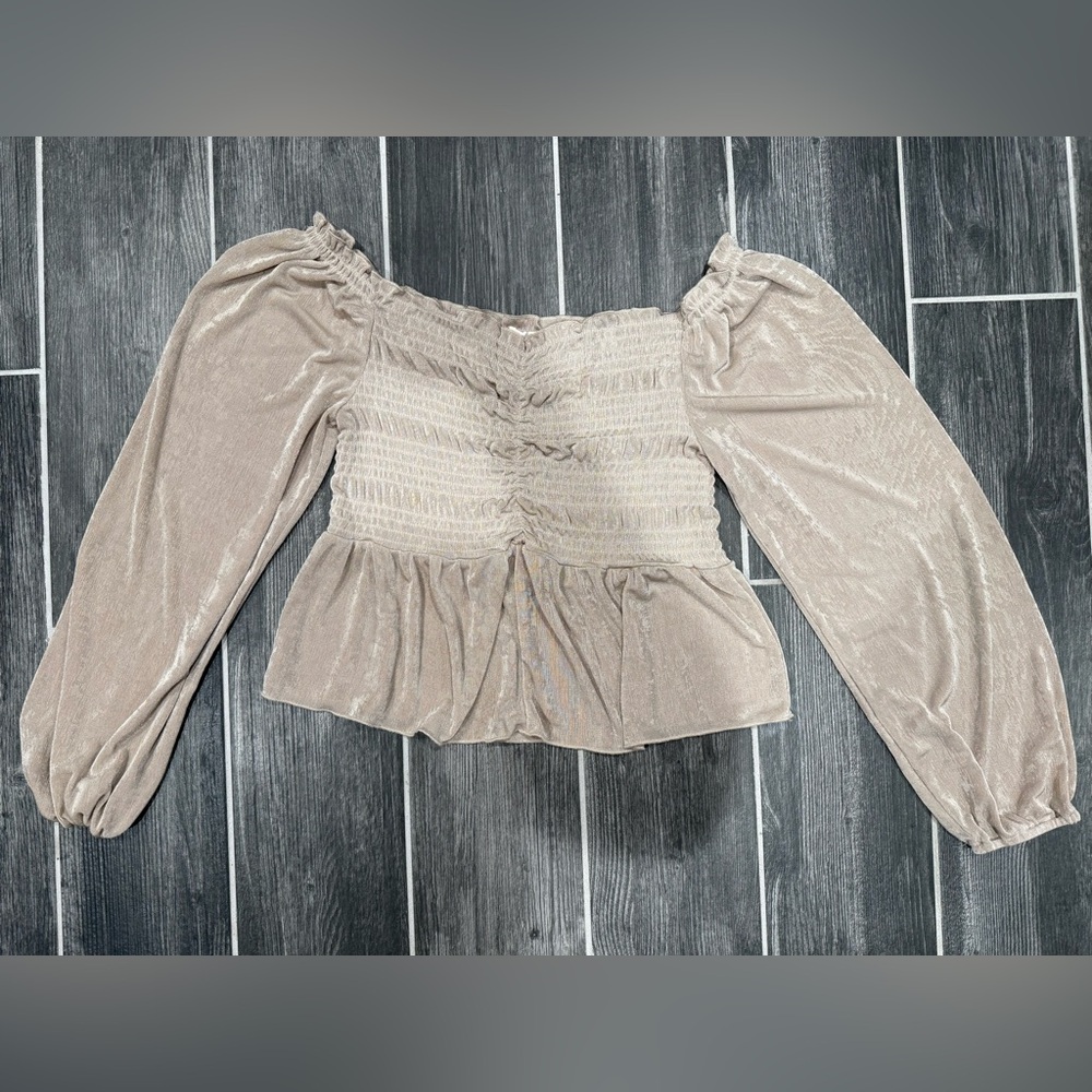 URBAN Romantics Tan Off the Shoulder Blouse